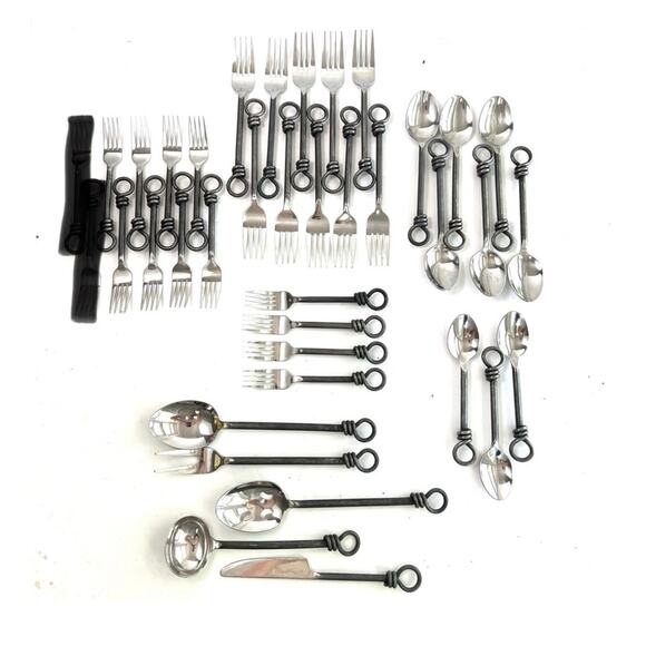 Forged Loop Black Stainless Steel 18/10 Flatware Forks Spoons Replacements - Picture 1 of 14
